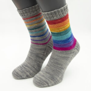 DK rainbow stripes on silver socks kit