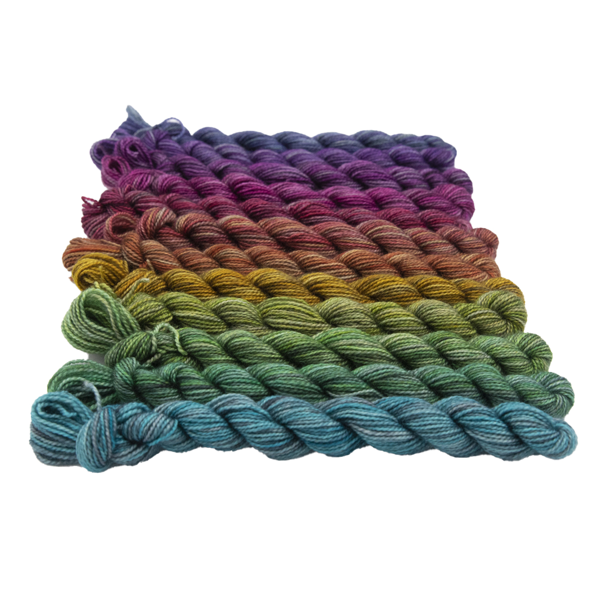 mini skeins in a rainbow of colours