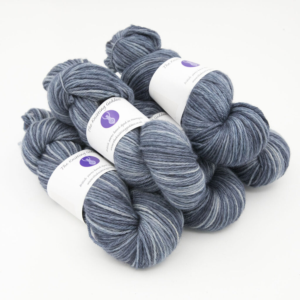 Navy hand dyed skeins of DK Blue Faced Leicester wool