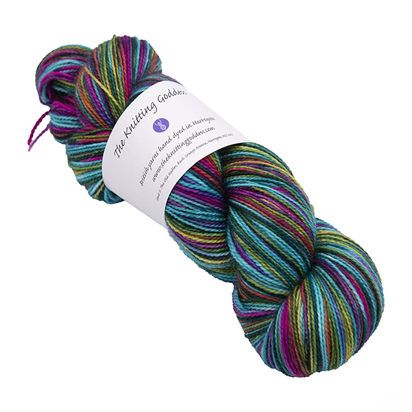 emerald rainbow skein of sock yarn