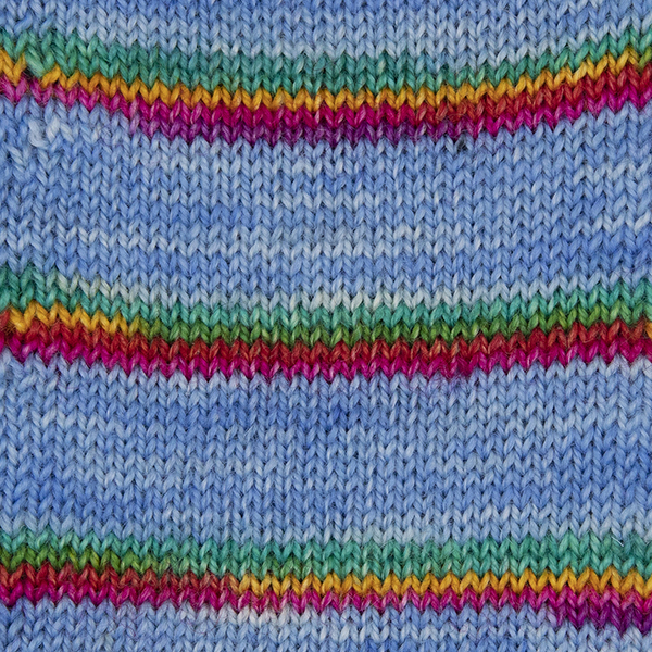 printer ink and sky blue self striping sock yarn british bfl nylon hand dyed in yorkshire uk