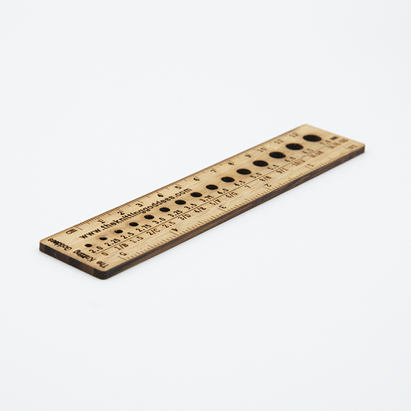 bamboo wood ruler with needle gauge holes
