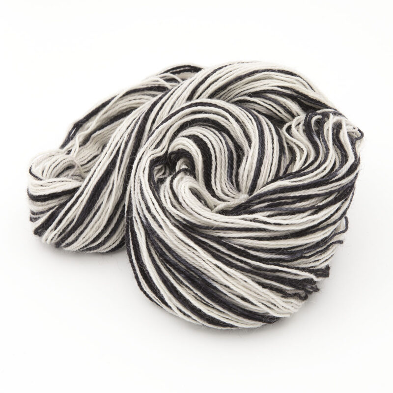 hand dyed britsock yarn dyed in black and white