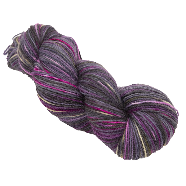 Hope ~ the light withn the dark hand dyed yarn dark grey with short runs of bright pink and specks of gold