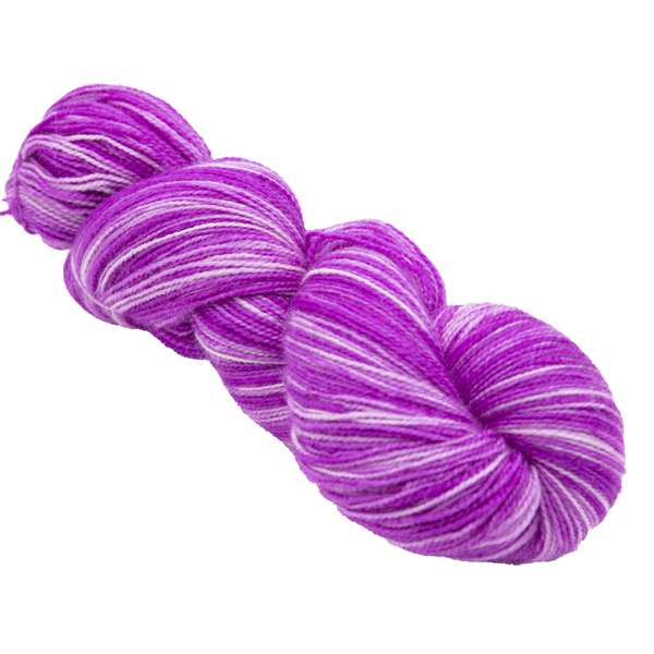 skein of hand dyed bright pink sock yarn