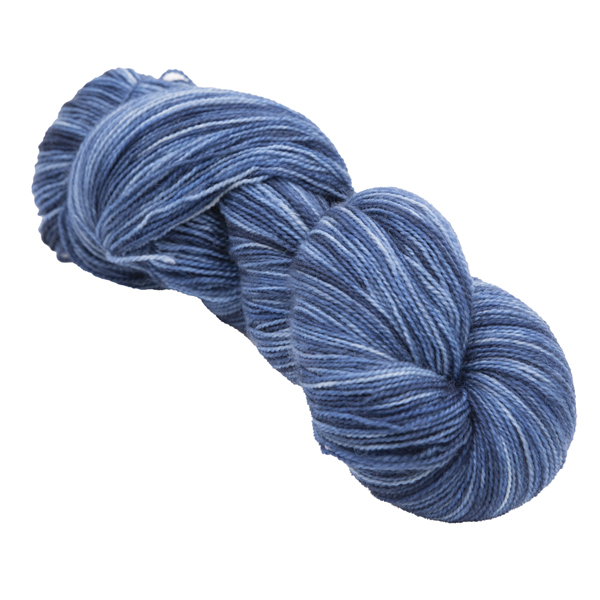 skein of hand dyed navy blue sock yarn