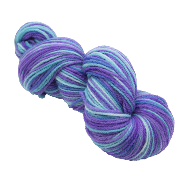 hand dyed DK sock yarn in purple and turquoise