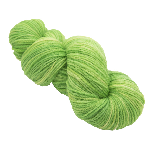 hand dyed DK sock yarn in lime