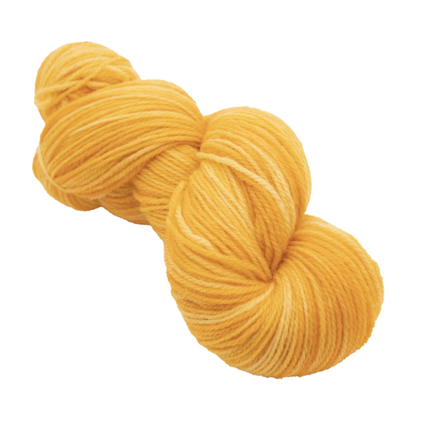 hand dyed DK sock yarn in marigold yellow