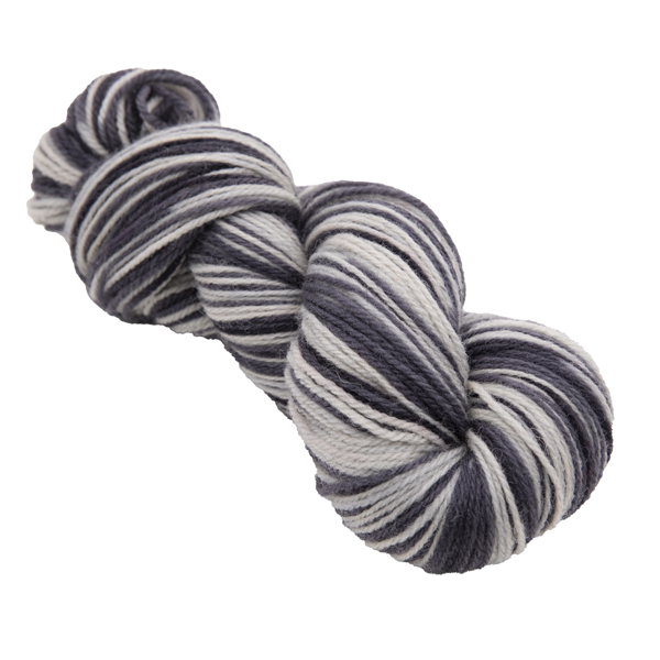 hand dyed DK sock yarn in pearl and black