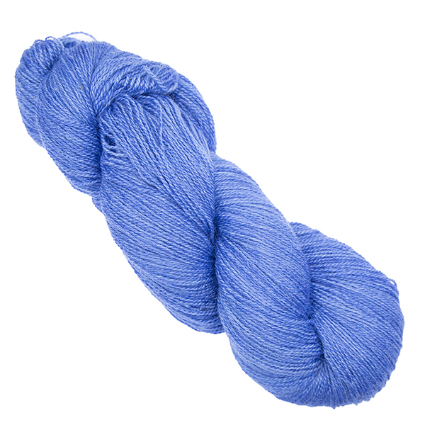 blue skein of hand dyed wool and silk yarn