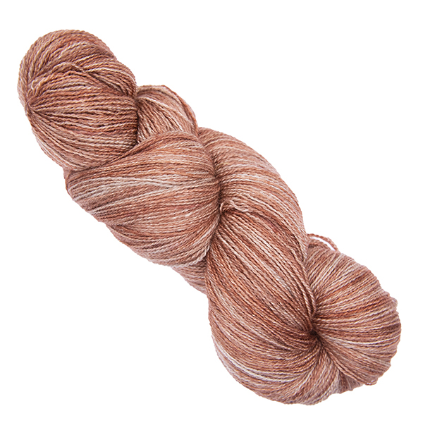 caramel skein of hand dyed wool and silk yarn