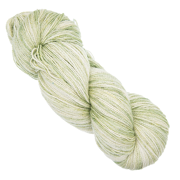 pale moss green skein of hand dyed wool and silk yarn