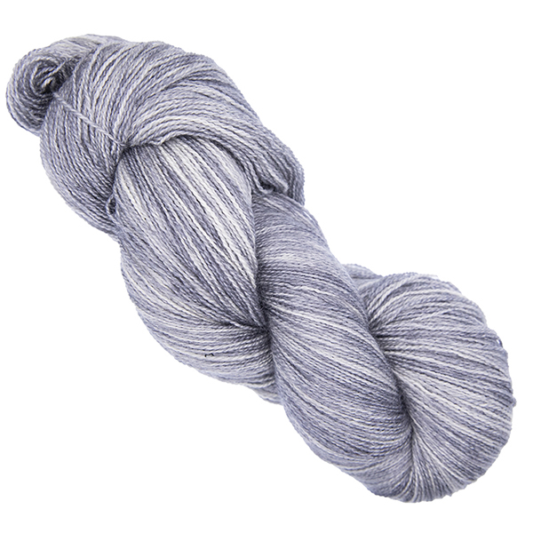 silver skein of hand dyed wool and silk yarn