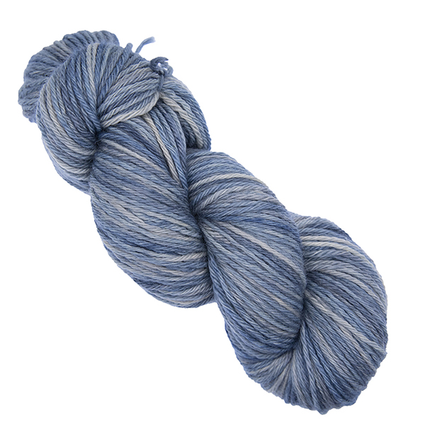 skein of slate blue hand dyed DK weight wool yarn