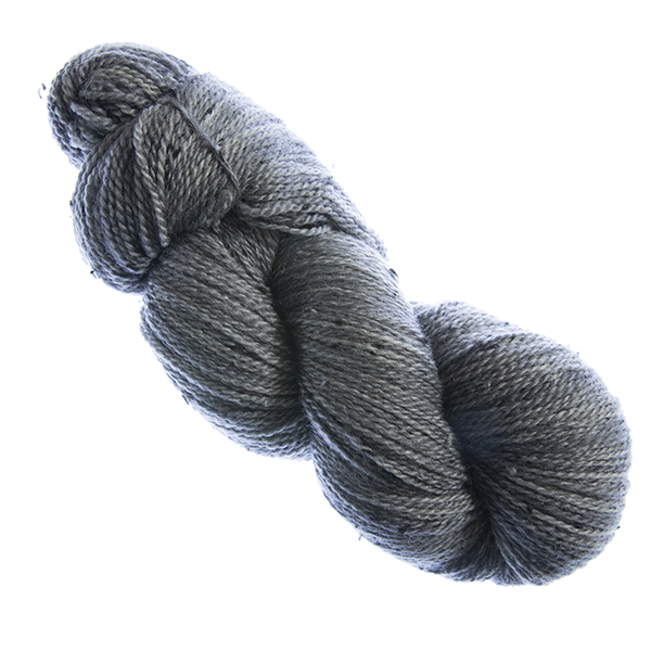 skein of hand dyed charcoal tweed yarn