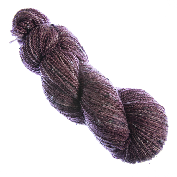 skein of hand dyed dark red tweed yarn