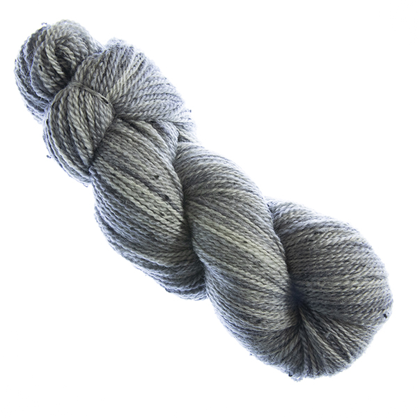 skein of hand dyed silver tweed yarn