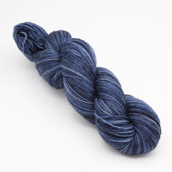 skein of blackened blue Bluefaced Leicester wool