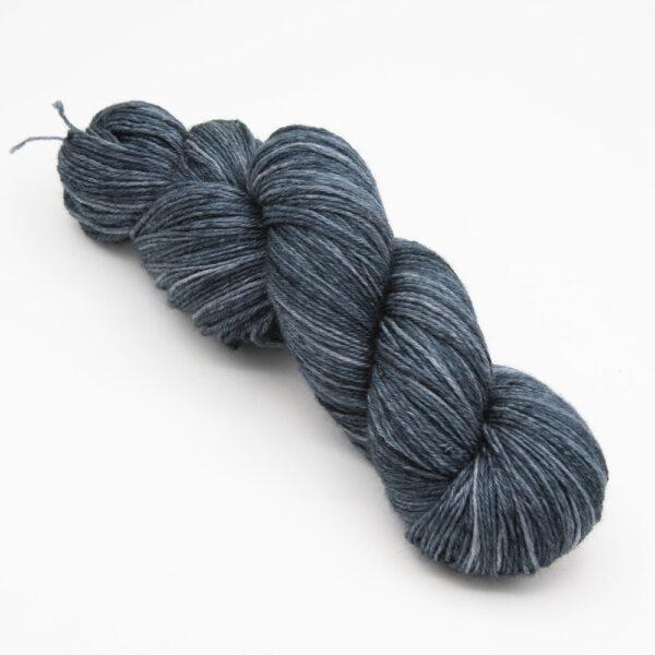 skein of blackened green Bluefaced Leicester wool