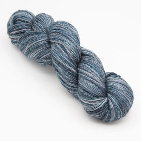skein of blackened turquoise Bluefaced Leicester wool