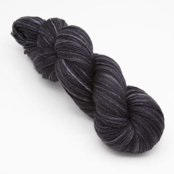 skein of black Bluefaced Leicester wool