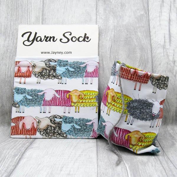 yarn sock made with multicolour sheep print
