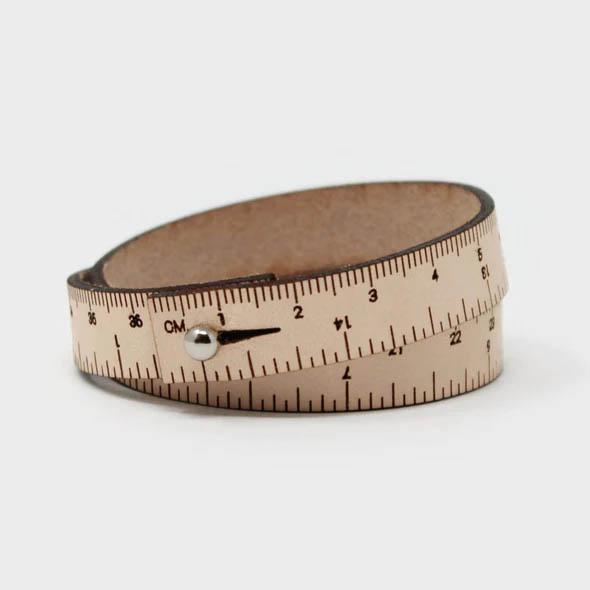 leather wrist band in pale tan leather