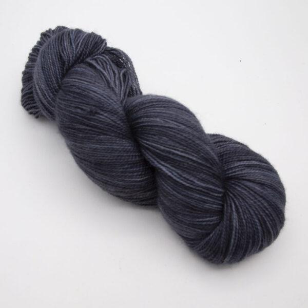 coal hand dyed sock yarn, wound up in a skein