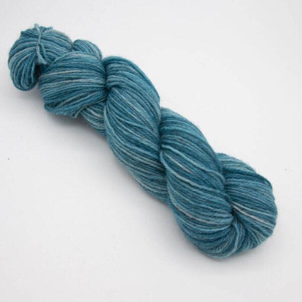 hydrangea hand dyed sock yarn, wound up in a skein
