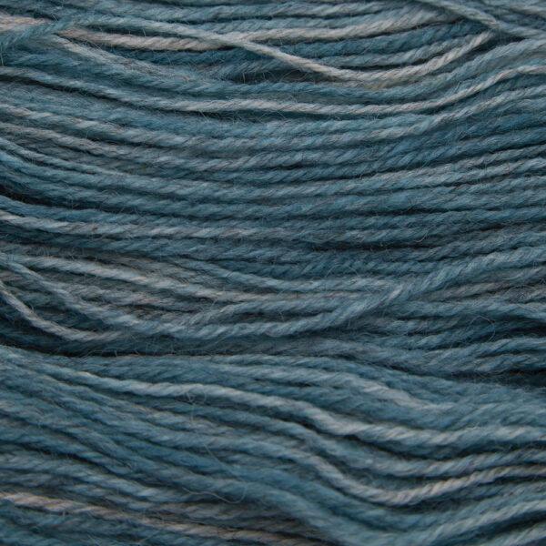 hydrangea (muted turquoise blue) hand dyed sock yarn, close up showing tonal variations