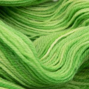 close up of lime green DK sock wool