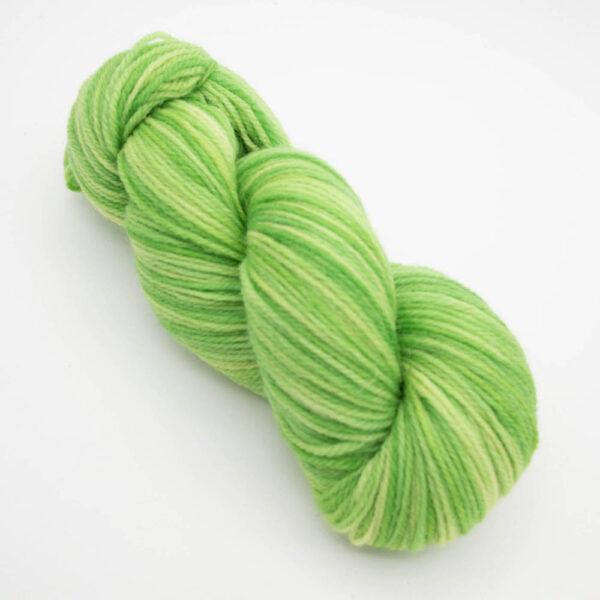 skein of lime green DK sock wool