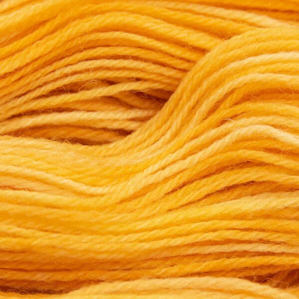 close up of marigold (golden orange) DK sock wool